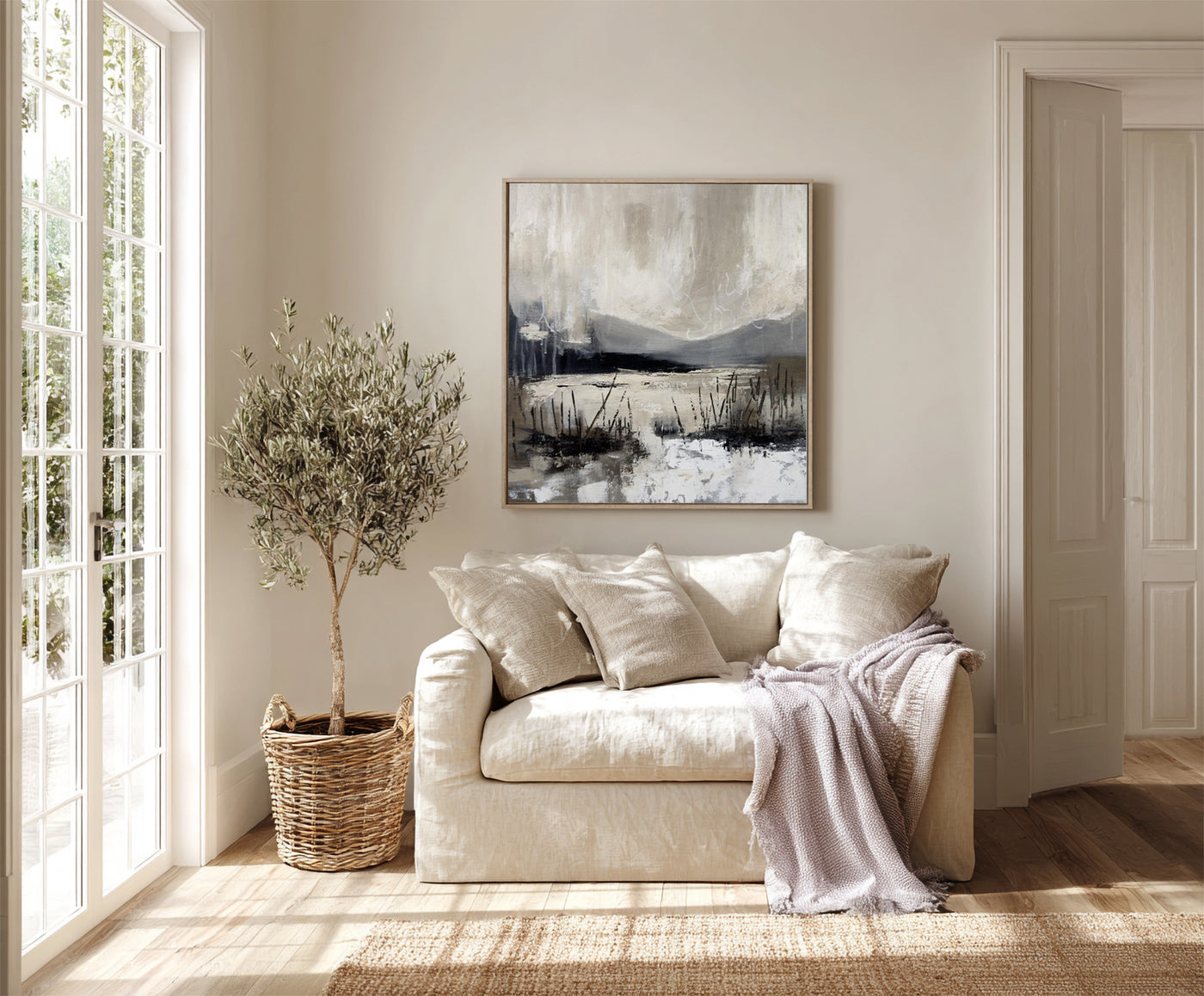 Abstract Beige Landscape Canvas Art