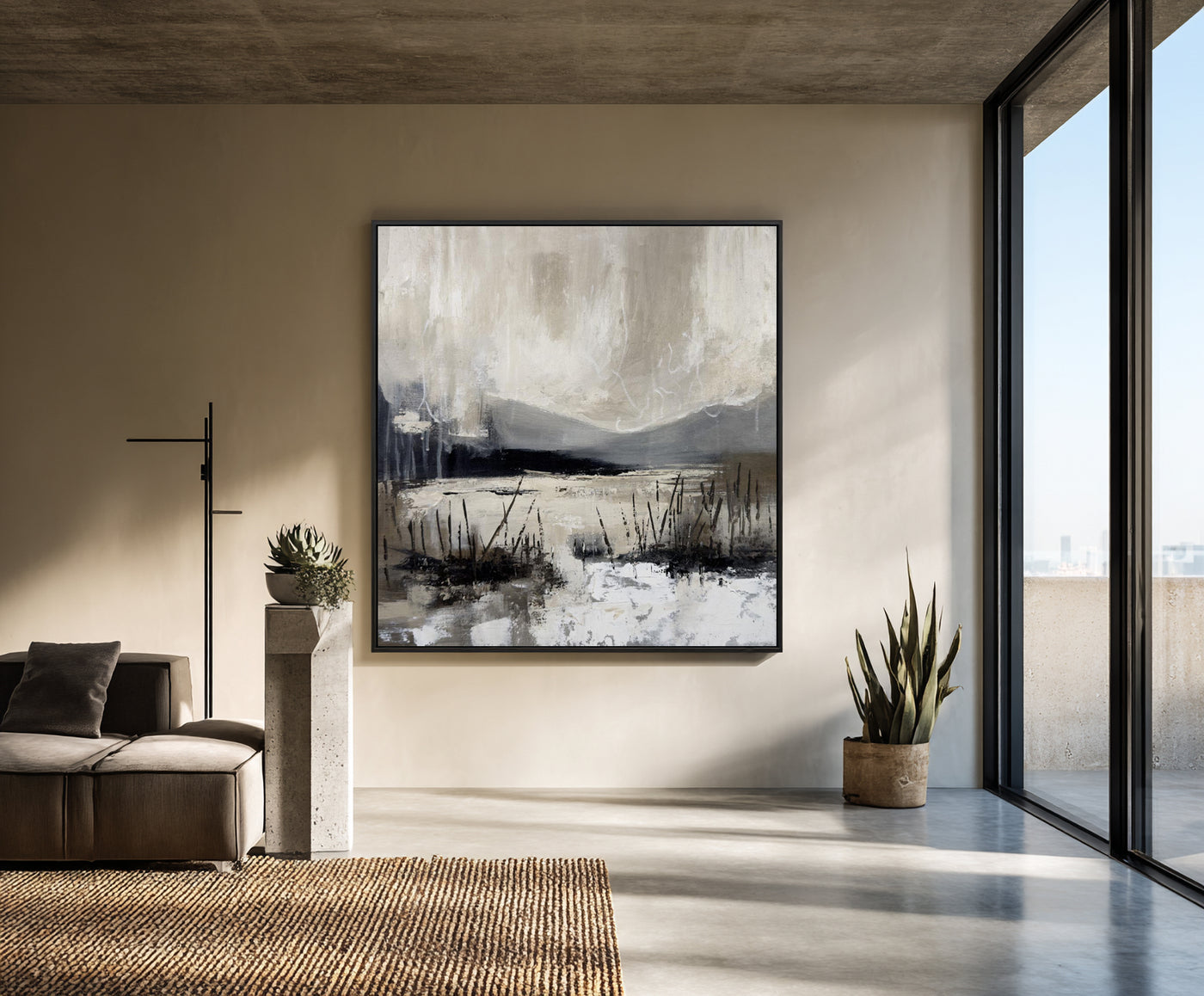 Abstract Beige Landscape Canvas Art