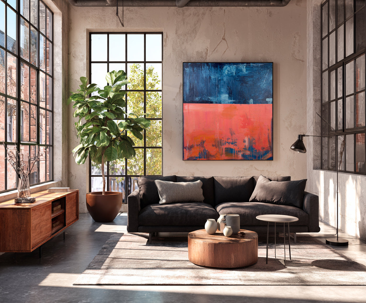 Abstract Blue Coral Canvas Art