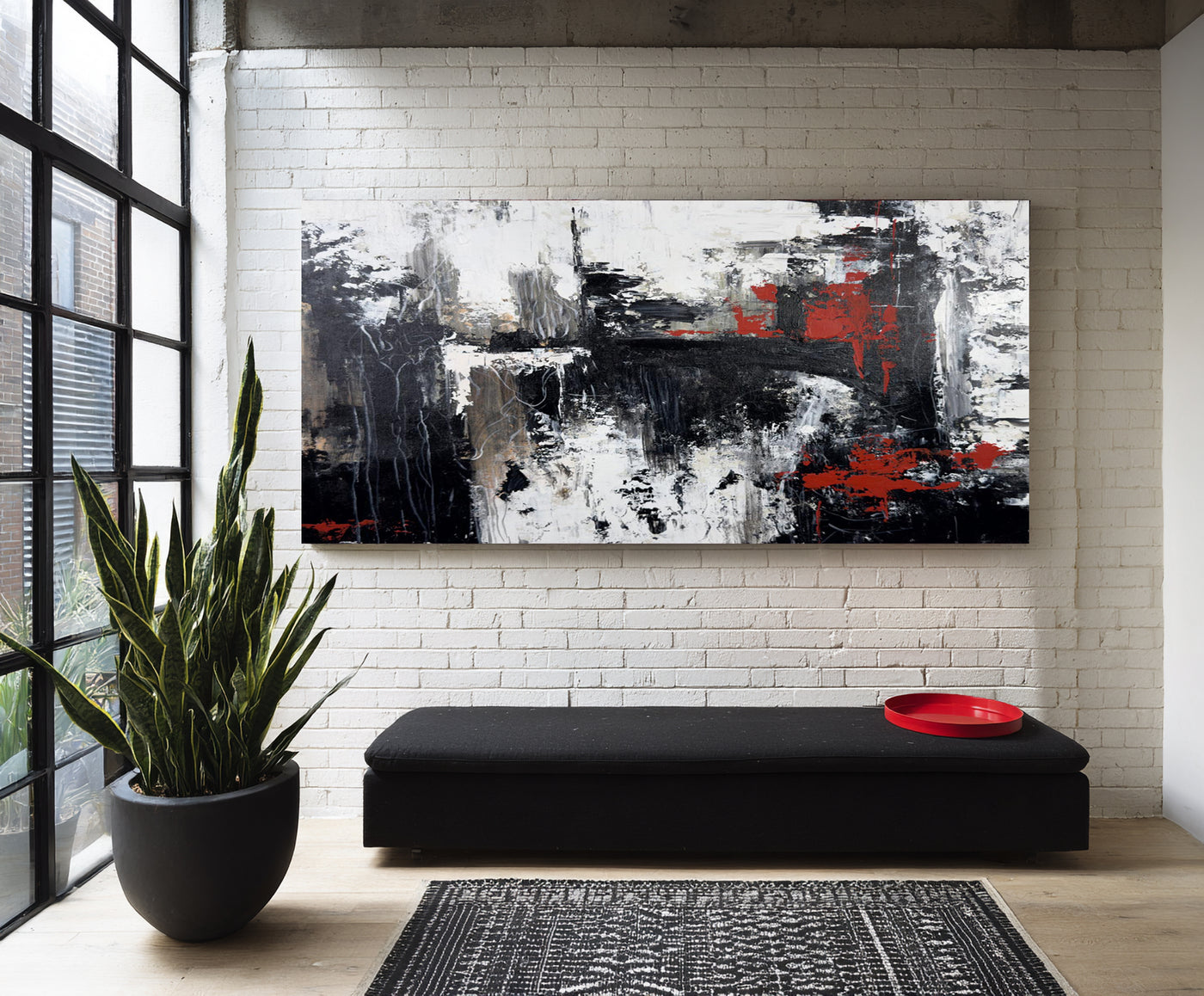 Abstract Black Red Canvas Art