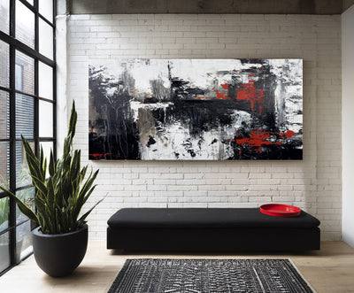 Abstract Black Red Canvas Art