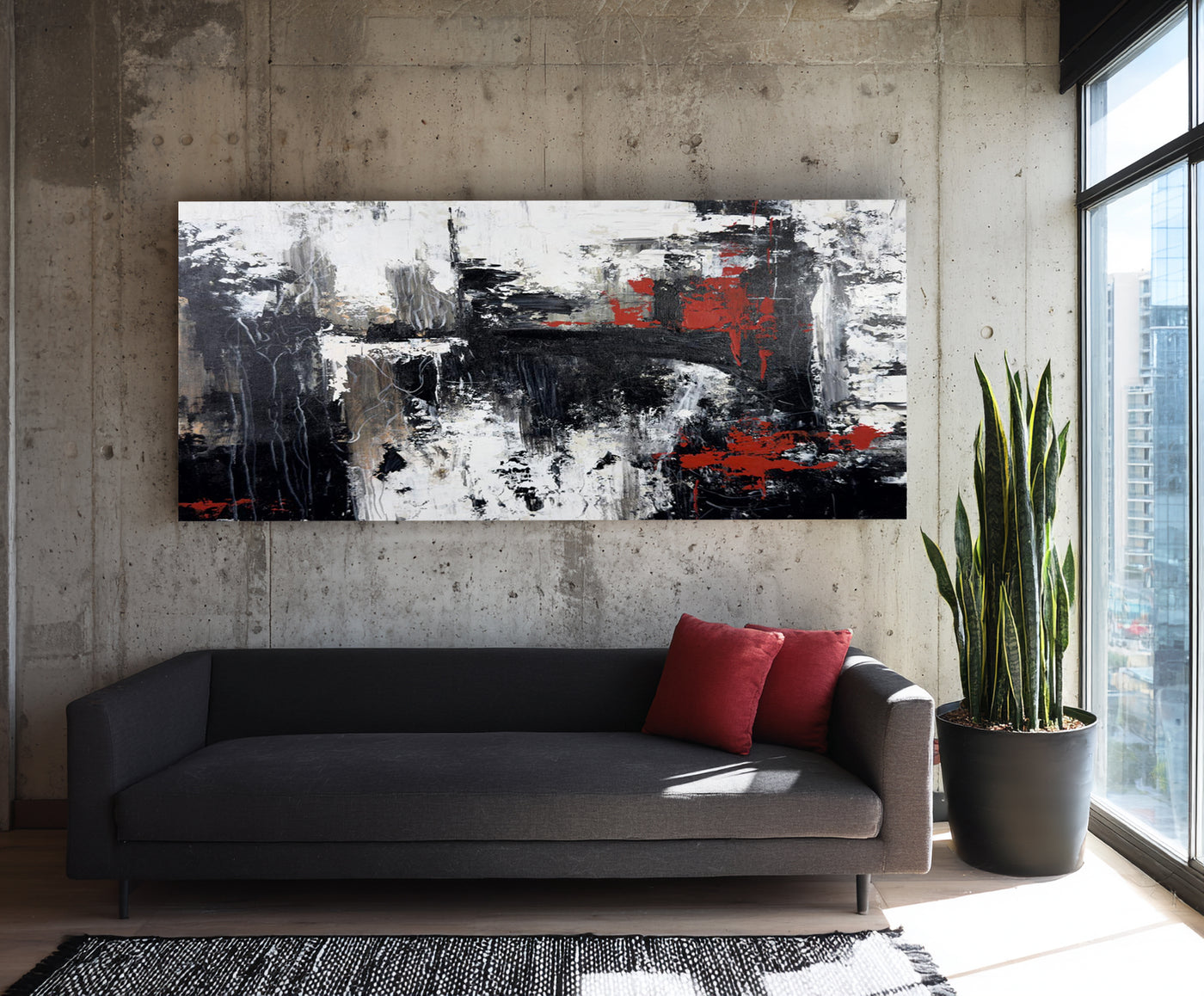 Abstract Black Red Canvas Art
