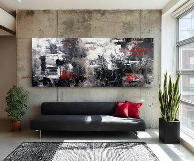 Abstract Black Red Canvas Art