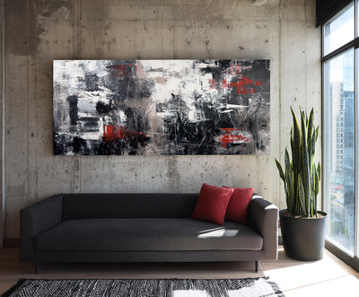 Abstract Black Red Canvas Art