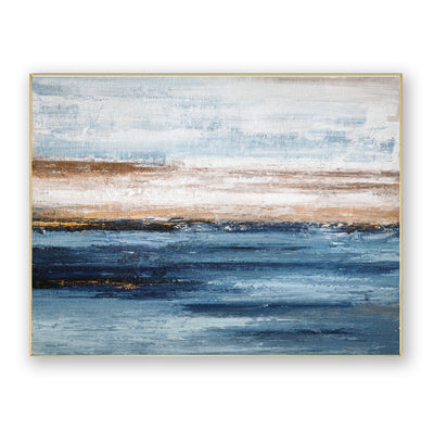 Abstract Blue Beige Ocean Canvas Art