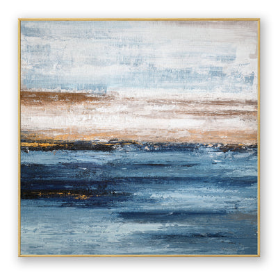 Abstract Blue Beige Ocean Canvas Art