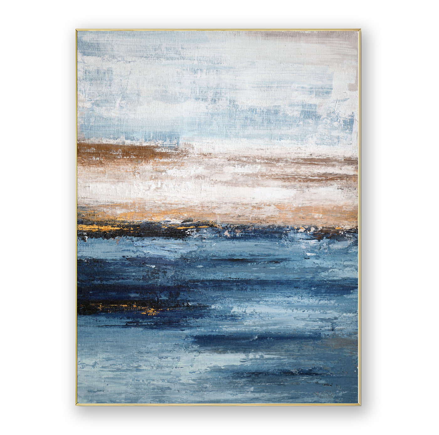 Abstract Blue Beige Ocean Canvas Art