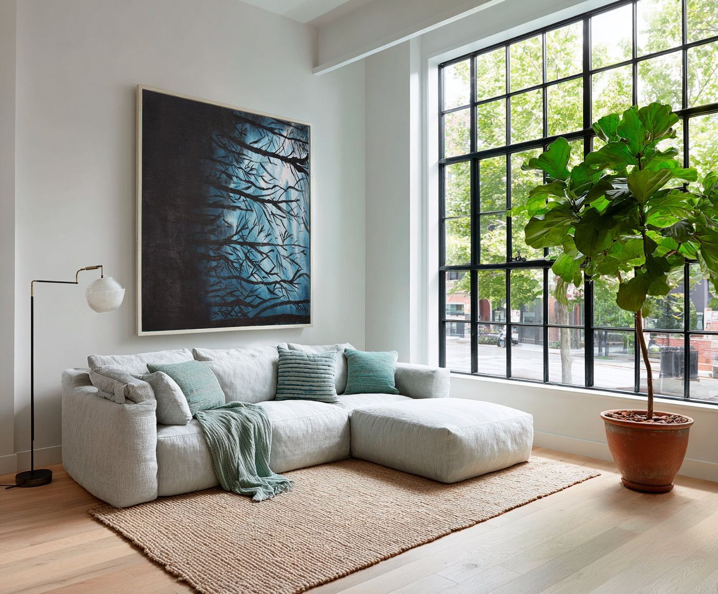 Abstract Blue Branches Canvas Art