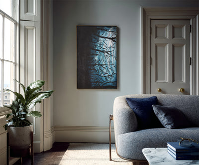 Abstract Blue Branches Canvas Art