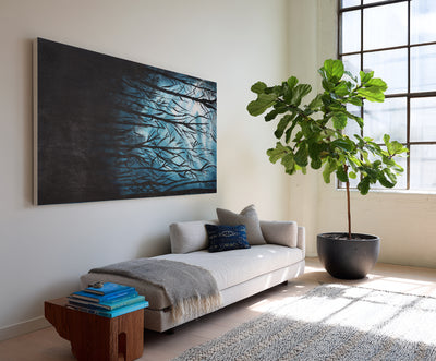 Abstract Blue Branches Canvas Art