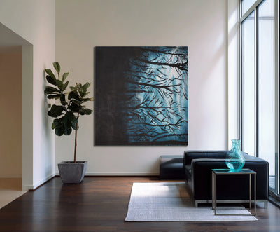 Abstract Blue Branches Canvas Art