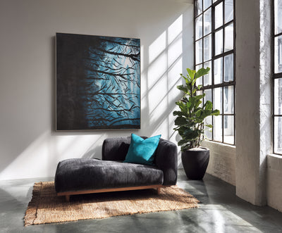 Abstract Blue Branches Canvas Art
