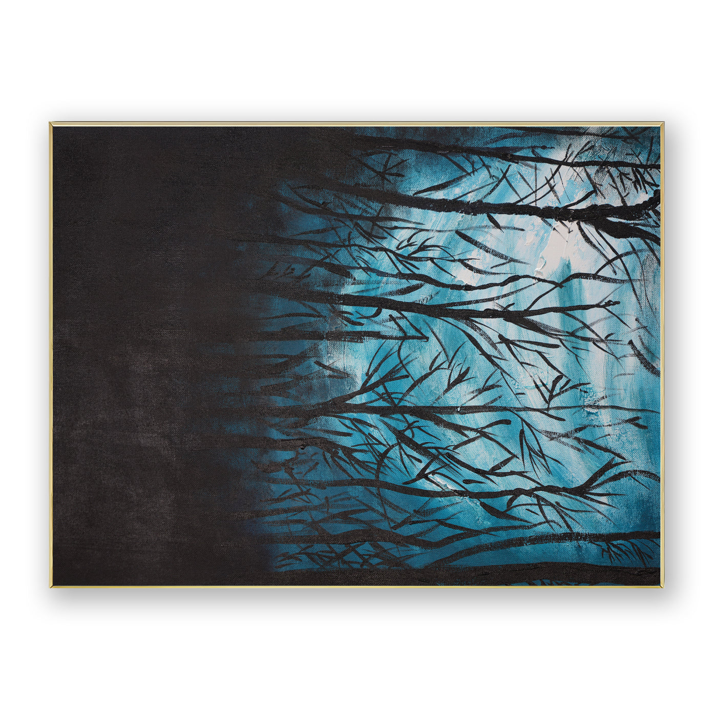 Abstract Blue Branches Canvas Art
