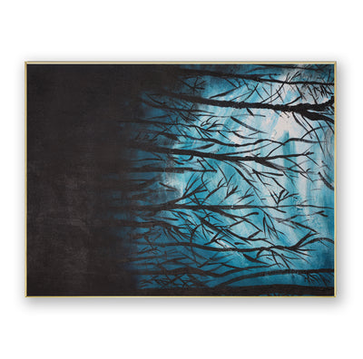 Abstract Blue Branches Canvas Art
