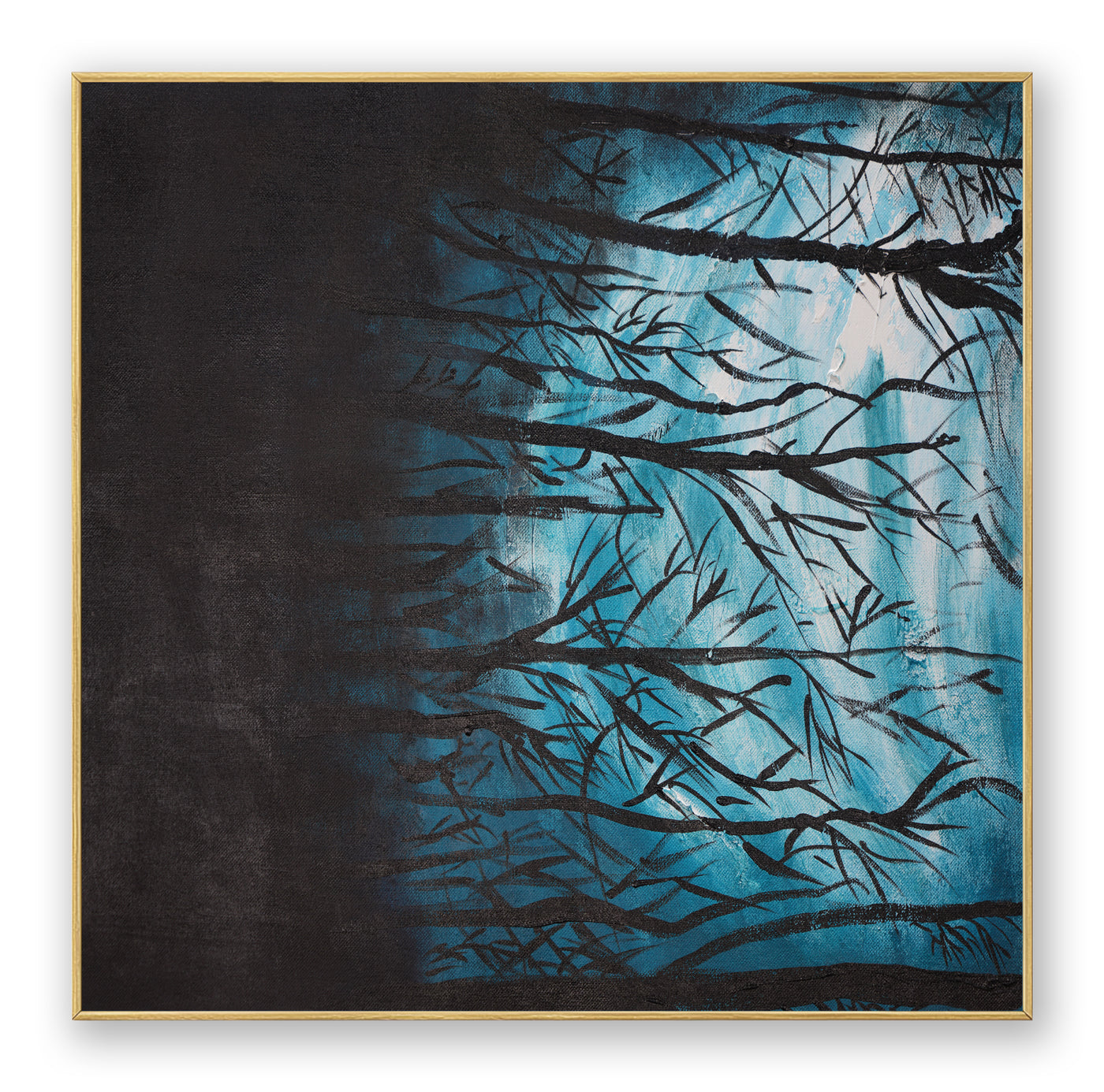Abstract Blue Branches Canvas Art