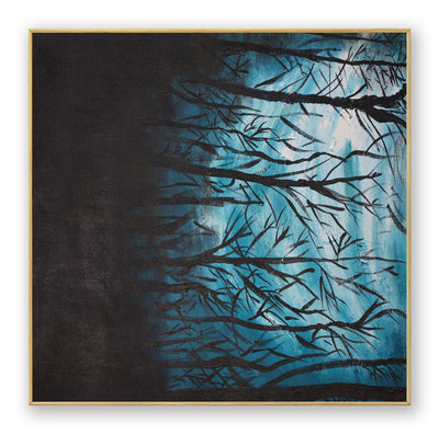 Abstract Blue Branches Canvas Art