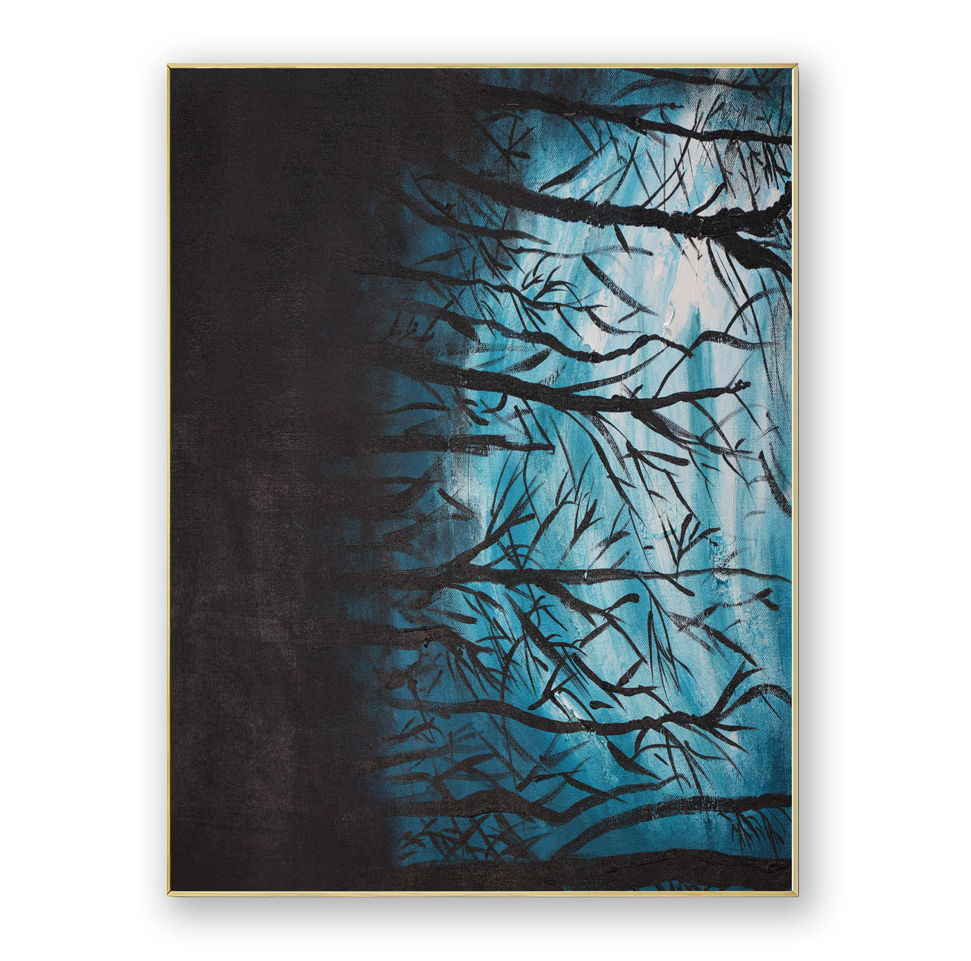 Abstract Blue Branches Canvas Art