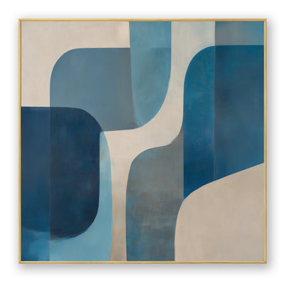 Abstract Blue Beige Geometric Canvas Art