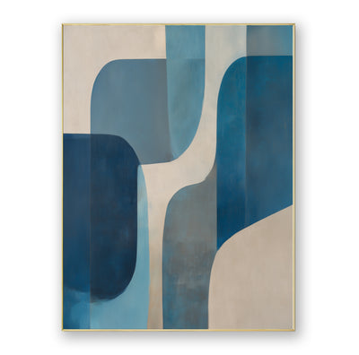 Abstract Blue Beige Geometric Canvas Art