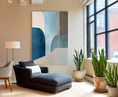 Abstract Blue Beige Canvas Art