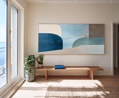 Abstract Blue Beige Canvas Art
