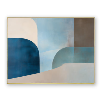 Abstract Blue Beige Canvas Art