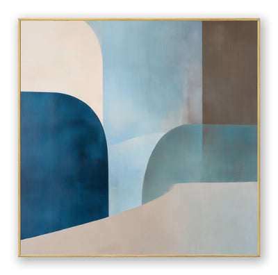 Abstract Blue Beige Canvas Art