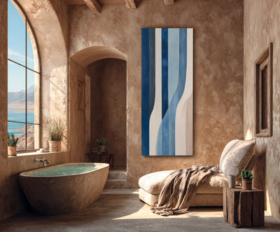 Abstract Blue Beige Canvas Art