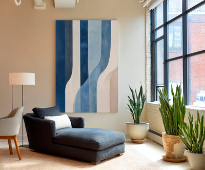 Abstract Blue Beige Canvas Art