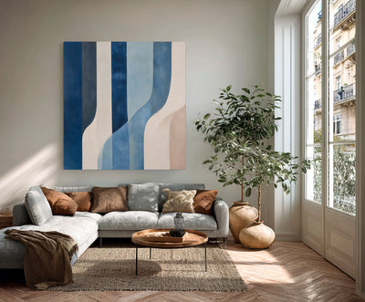 Abstract Blue Beige Canvas Art