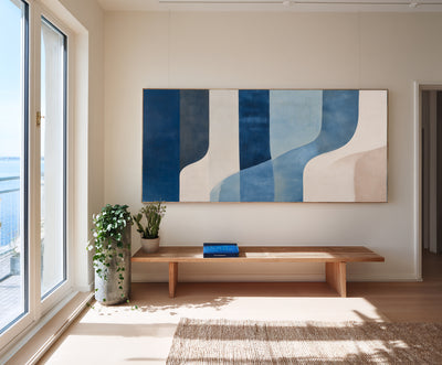 Abstract Blue Beige Canvas Art