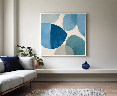 Abstract Blue Geometric Canvas Art