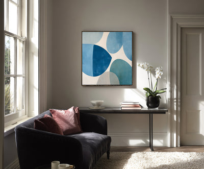 Abstract Blue Geometric Canvas Art