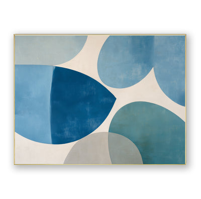 Abstract Blue Geometric Canvas Art