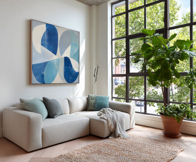 Abstract Blue Geometric Canvas Art