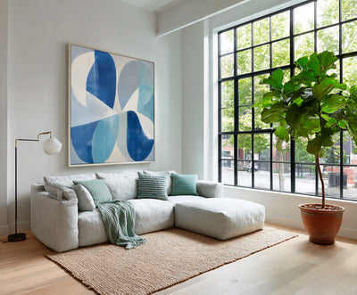 Abstract Blue Geometric Canvas Art