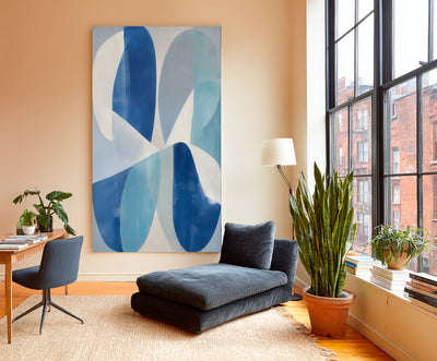 Abstract Blue Geometric Canvas Art
