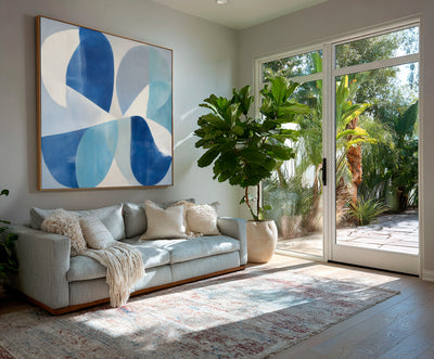 Abstract Blue Geometric Canvas Art