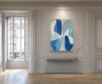 Abstract Blue Geometric Canvas Art