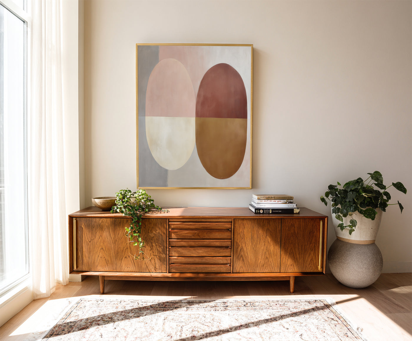 Abstract Beige Brown Canvas Art