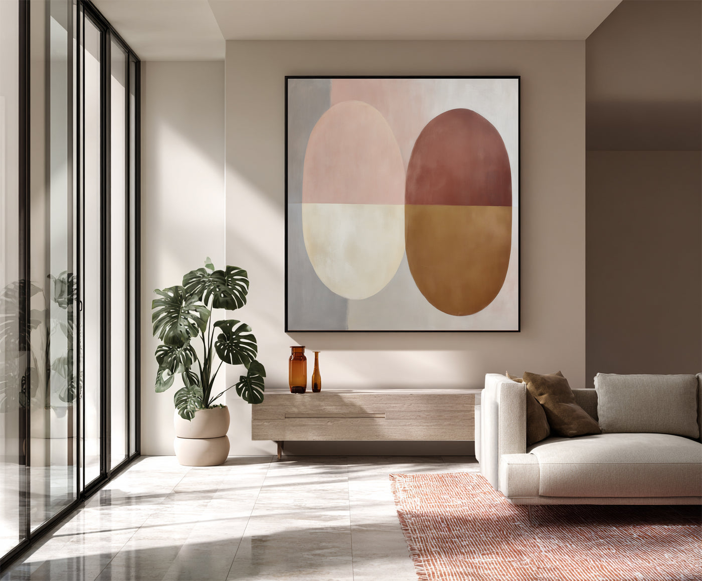 Abstract Beige Brown Canvas Art