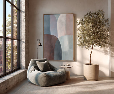Abstract Blue Brown Canvas Art