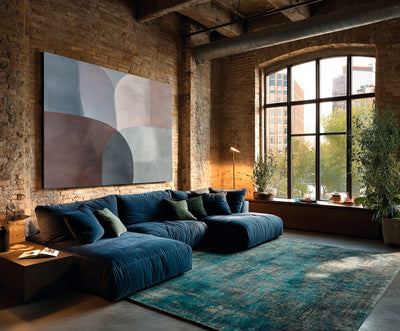 Abstract Blue Brown Canvas Art