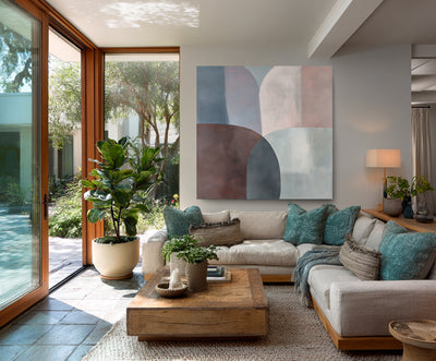 Abstract Blue Brown Canvas Art