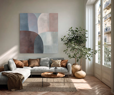 Abstract Blue Brown Canvas Art