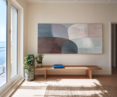 Abstract Blue Brown Canvas Art
