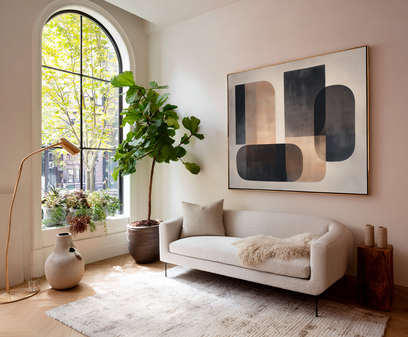 Abstract Black Beige Canvas Art