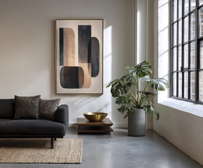 Abstract Black Beige Canvas Art