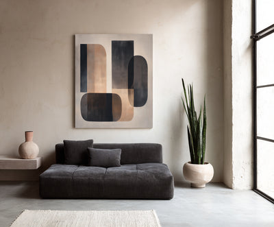 Abstract Black Beige Canvas Art