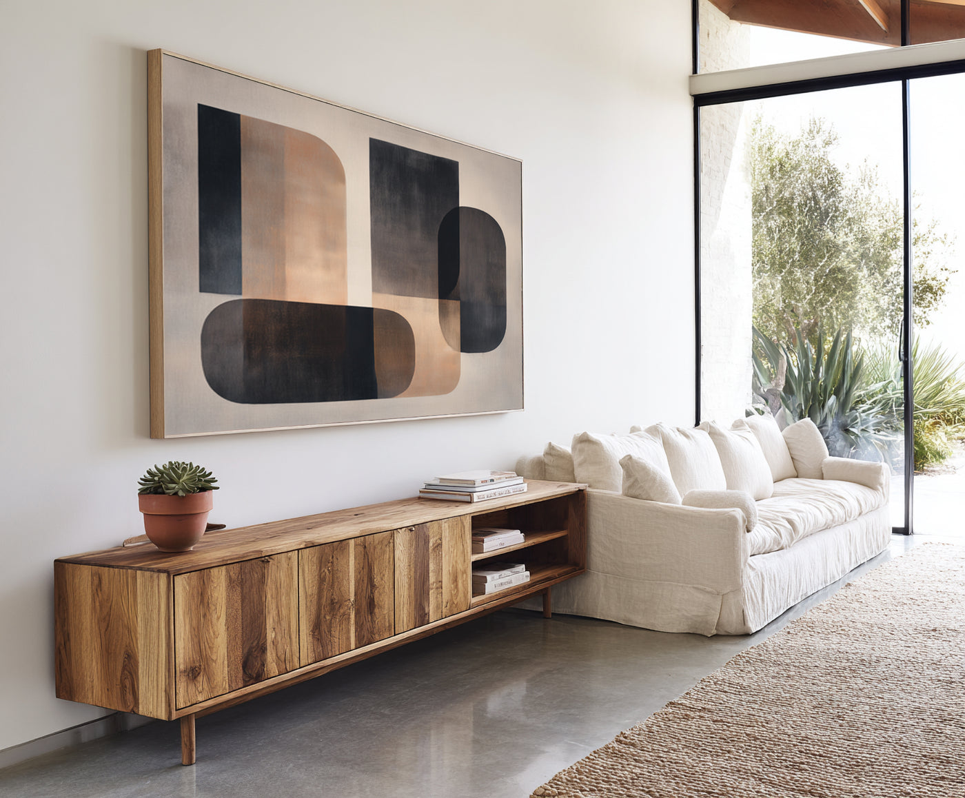 Abstract Black Beige Canvas Art